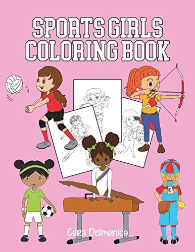 Sports Girls Coloring Book Pages to Color for Future Women Athletes Ages 4-8