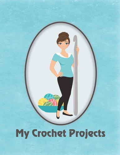 My Crochet Projects Modern Brunette Crochet Lady on Blue Background, Glossy Finish