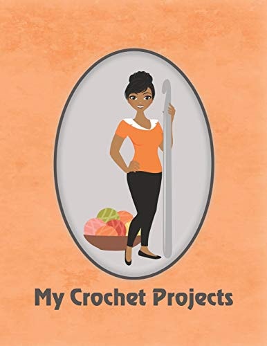 My Crochet Projects Modern Crochet Lady With Medium Brown Skin Tone on Orange Background, Glossy Finish