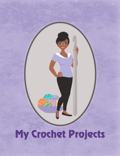 My Crochet Projects Modern Crochet Lady With Dark Brown Skin Tone on Purple Background, Glossy Finish