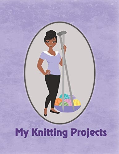 My Knitting Projects Modern Knitting Woman With Dark Brown Skin Tone on a Purple Background, Glossy Finish