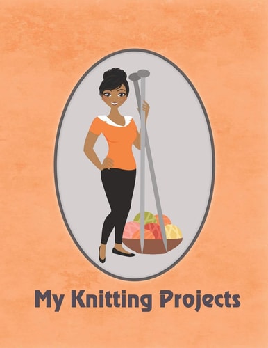 My Knitting Projects Modern Knitting Woman With Medium Brown Skin Tone on an Orange Background, Glossy Finish