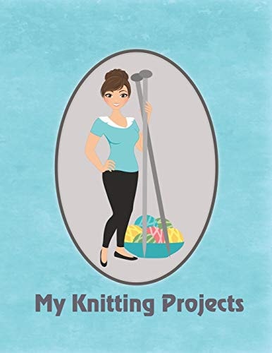 My Knitting Projects Modern Knitting Woman With Brunette Hair on a Blue Background, Glossy Finish