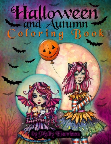 Halloween and Autumn Coloring Book by Molly Harrison A Halloween Coloring Book Featuring 25 Pages of Line Art to Color! Witches, Vampires, and More!
