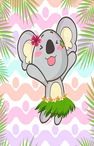Hula Koala Bear Dot Grid Dancing On Colorful Ocean Waves Koala Bear with a Hawaiian Tropical Beach Vacation Theme