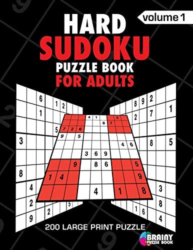Hard Sudoku Puzzle Book For Adults 200 Large Print Puzzles with Answer Designed to Improve Brain Activity & Promote Logical Mind