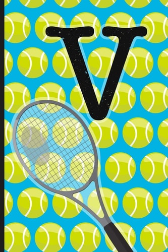 V Tennis Monogram Initial Notebook for Boys Letter V - 6" X 9" - 120 Pages, Wide Ruled- Sports, Athlete, School Notebook