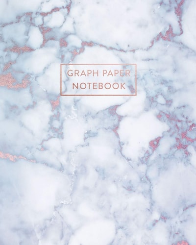 Graph Paper Notebook Radiant Moonstone, White Grey Marble - 8 X 10 - 5 X 5 Squares Per Inch - 100 Quad Ruled Pages - Cute Graph Paper Composition Notebook for Children, Kids, Girls, Teens and Students (Math and Science School Essentials)
