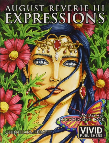 August Reverie 3 Expressions - Fantasy Art Adult Coloring Book