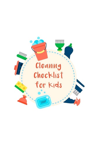 Cleaning Checklist for Kids Daily and Weekly Responsibility Tracker for Children With Coloring Section