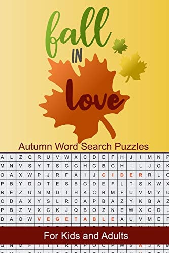 Fall in Love Autumn Word Search Puzzles Seek and Find Word Circle Puzzle Book Seasonal Activity Book for Kids and Adults
