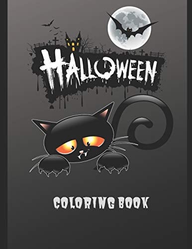 Halloween Coloring Book Halloween Coloring Book, Black and White Drawings and Colored Illustrations to Be Inspired! Funny Pumpkins, Witches, Monsters, Bats, and More, - 100 Large 8. 5 X 11 Inch Pages,