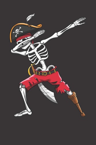 Dabbing Skeleton Pirate 120 Page Line Notebook for School, Students, Kids & Teens 6" X 9"