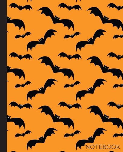 Notebook Bat Composition Notebook with Orange and Black Halloween Theme- 7. 5 X 9. 25-110 Pages-Wide-Ruled- Perfect Gift for Halloween Or Use for Notes, Ideas, School, To-Do-List, Creative Ideas