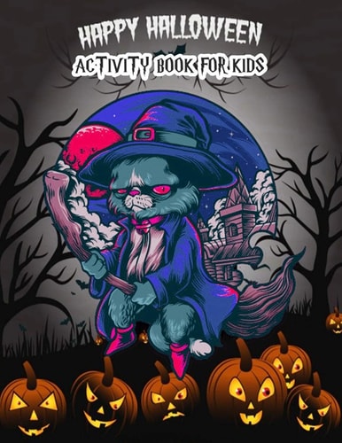 Happy Halloween Activity Book For Kids Word Search Puzzle, Dot To Dot, Maze, Creative Writing, Find The Different Images, Coloring Book For Kids