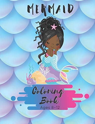 Mermaid Coloring Book Ages 8-12 50 Coloring Pages - Paperback - Made In USA - Size 8.5 X11