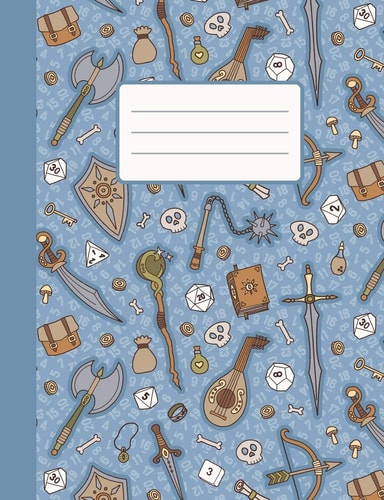 RPG Quest Composition Notebook 100 College Ruled Pages & 20 Graph Pages with Table of Contents, Blue Cover