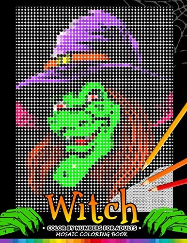 Witch Color by Numbers for Adults Halloween Mosaic Coloring Book Stress Relieving Design Puzzle Quest