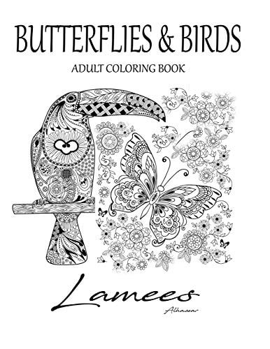 Butterflies & Birds Adult Coloring Book