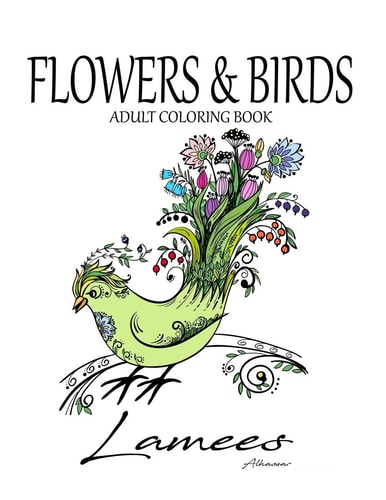 Flowers & Birds Adult Coloring Book