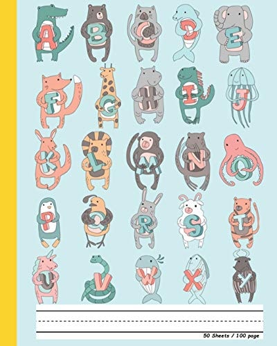 A to Z Animal Minimal Words For Kids Dotted Mid Line and Picture Space Exercise Book Early Learning Age 1-3, Easy, Funny, Cute