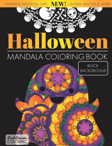 Halloween Mandala Coloring Book Black Background Fun and Spooky Stress Relieving and Relaxing Designs Adults and Kids