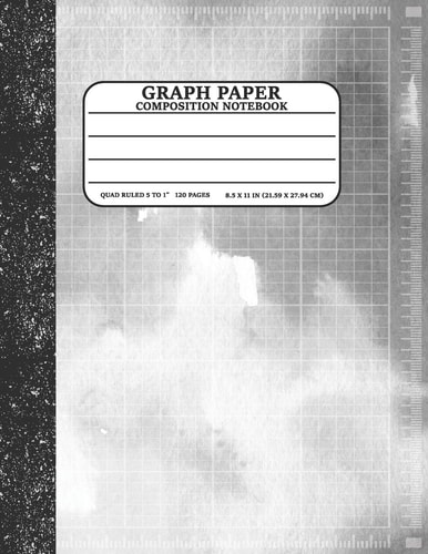 Graph Paper Composition Notebook Math and Science Lover Graph Paper Cover Watercolor Silver (Quad Ruled 5 Squares Per Inch, 120 Pages) Birthday Gifts For Math Lover Teacher, Student Notebook