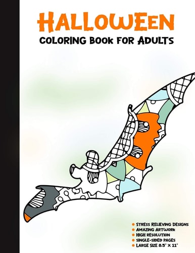 Halloween Coloring Book for Adults 50 Halloween Illustrations Printed On One Side, Safe For Markers - Fun Craft Activity Gift - Stress Relieving Designs