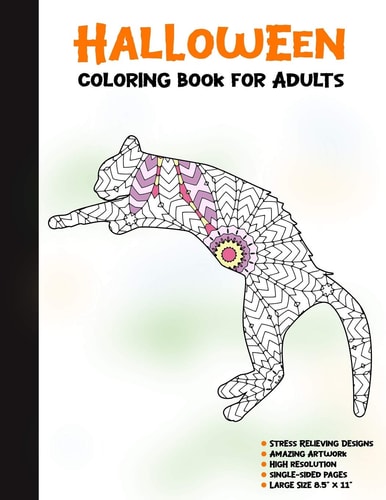 Halloween Coloring Book for Adults 50 Halloween Illustrations Printed On One Side, Safe For Markers - Fun Craft Activity Gift - Stress Relieving Designs