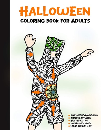 Halloween Coloring Book for Adults 50 Halloween Illustrations Printed On One Side, Safe For Markers - Fun Craft Activity Gift - Stress Relieving Designs