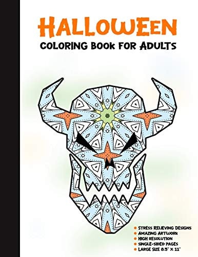 Halloween Coloring Book for Adults 50 Halloween Illustrations Printed On One Side, Safe For Markers - Fun Craft Activity Gift - Stress Relieving Designs