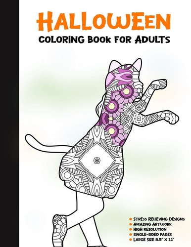 Halloween Coloring Book for Adults 50 Halloween Illustrations Printed On One Side, Safe For Markers - Fun Craft Activity Gift - Stress Relieving Designs