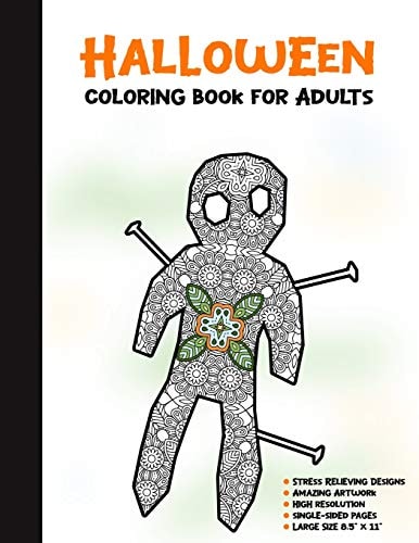 Halloween Coloring Book for Adults 50 Halloween Illustrations Printed On One Side, Safe For Markers - Fun Craft Activity Gift - Stress Relieving Designs