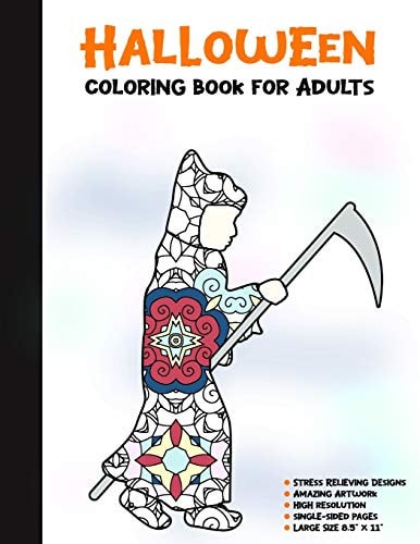 Halloween Coloring Book for Adults 50 Halloween Illustrations Printed On One Side, Safe For Markers - Fun Craft Activity Gift - Stress Relieving Designs