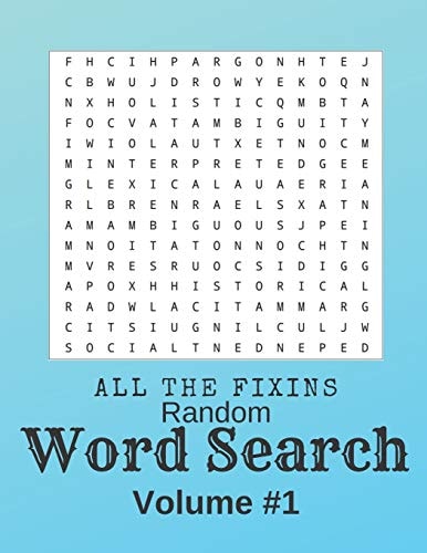 All The Fixin's Random Word Search Volume 1 Jumbo Large Print Brain Exercises For Seniors, Adults, Women and Men Alike