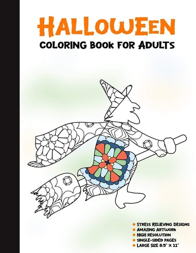 Halloween Coloring Book for Adults 50 Halloween Illustrations Printed On One Side, Safe For Markers - Fun Craft Activity Gift - Stress Relieving Designs