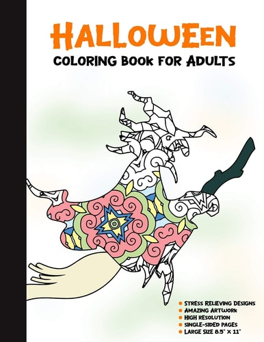 Halloween Coloring Book for Adults 50 Halloween Illustrations Printed On One Side, Safe For Markers - Fun Craft Activity Gift - Stress Relieving Designs