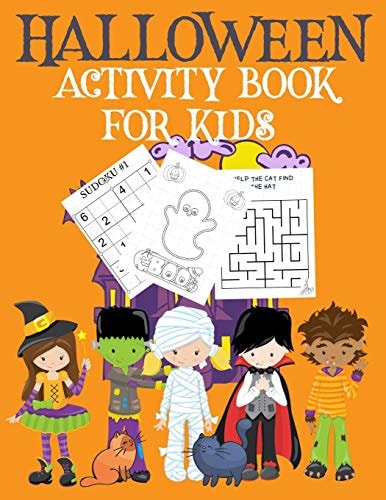 Halloween Activity Book for Kids Childrens' Halloween Activity Book Halloween Book Coloring Pages Mazes Sudoku Drawing Paperback Ages 4-8
