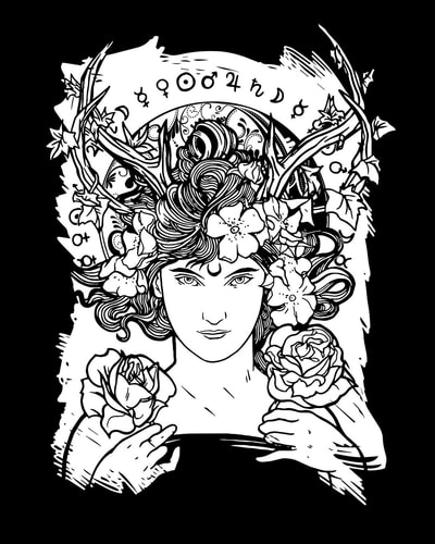 Book of Shadows Art Nouveau Witch 8" X 10" 152 Spell Cast Papers