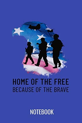 Home of the Free Because of the Brave A5 Notebook, Dotted, Dot Grid 120 Pages