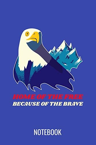 Home of the Free Because of the Brave A5 Notebook, Dotted, Dot Grid 120 Pages
