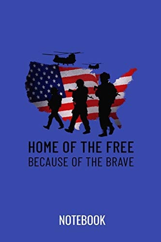 Home of the Free Because of the Brave A5 Notebook, Dotted, Dot Grid 120 Pages