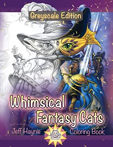 Whimsical Fantasy Cats Greyscale Edition