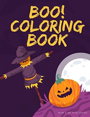 Boo! Coloring Book Design for Kids with Funny Witches, Vampires, Autumn Fairies, Spooky Ghosts in Halloween