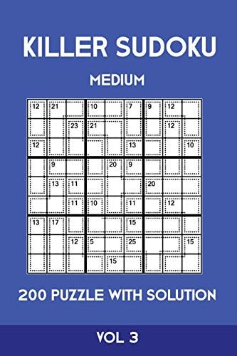 Killer Sudoku Medium 200 Puzzle WIth Solution Vol 3 Advanced Puzzle Sumdoku Book,9x9, 2 Puzzles Per Page