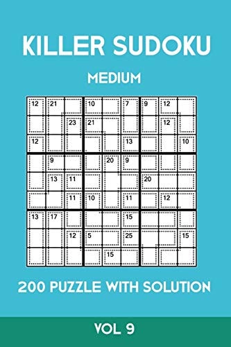 Killer Sudoku Medium 200 Puzzle WIth Solution Vol 9 Advanced Puzzle Sumdoku Book,9x9, 2 Puzzles Per Page