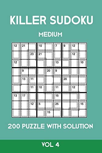 Killer Sudoku Medium 200 Puzzle WIth Solution Vol 4 Advanced Puzzle Sumdoku Book,9x9, 2 Puzzles Per Page
