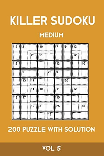 Killer Sudoku Medium 200 Puzzle WIth Solution Vol 5 Advanced Puzzle Sumdoku Book,9x9, 2 Puzzles Per Page