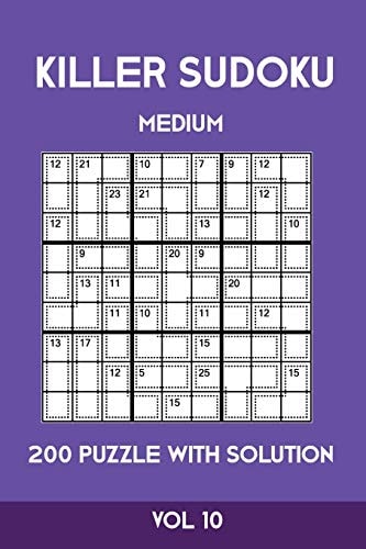 Killer Sudoku Medium 200 Puzzle WIth Solution Vol 10 Advanced Puzzle Sumdoku Book,9x9, 2 Puzzles Per Page