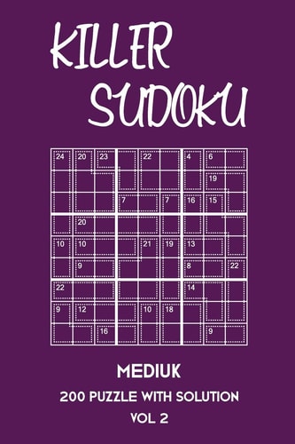 Killer Sudoku Medium 200 Puzzle With Solution Vol 2 9x9, Advanced Sumoku Puzzle Book, 2 Puzzles Per Page